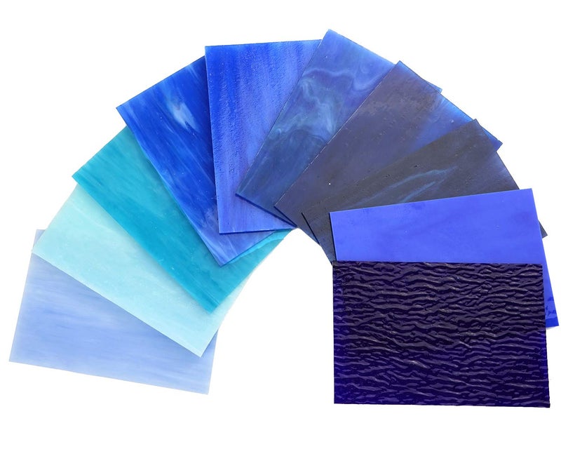 Lanyaniï¼ˆ10 Sheetsï¼‰Blue Variety Stained Glass Sheets 4 x 6 inch Opal Art Glass Pack Tiffany Glass, Mixed Textures - Image 4